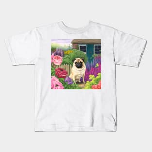 Pugsley amongst the blooms Kids T-Shirt